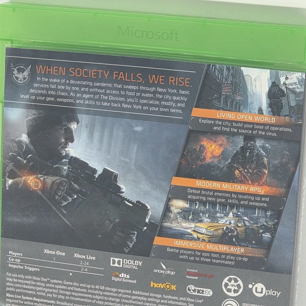 Tom Clancy's: The Division - Microsoft Xbox One Video Game Ubisoft 2017 EUC